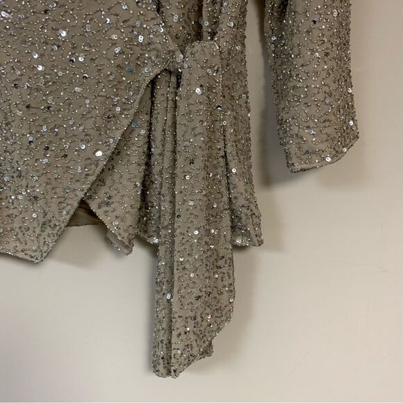 NWT Vintage Champagne Sequin Wrap Women’s 8 Cardigan Jacket Cover Sweater Party - Picture 5 of 10